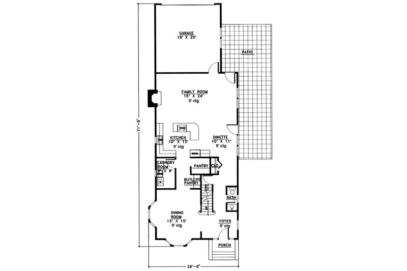 House Design - Floor Plan - Main Floor for Country House Plan #978-3 - 3 bed, 2.5 bath