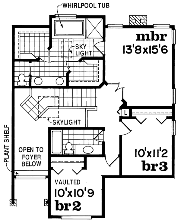 House Blueprint - Traditional Floor Plan - Upper Floor Plan #47-1013