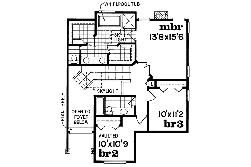 House Blueprint - Floor Plan - Upper Floor for Traditional House Plan #47-1013 - 3 bed, 2.5 bath