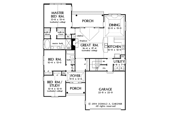 Floor Plan - Main Floor for Ranch House Plan #929-725 - 3 bed, 2 bath