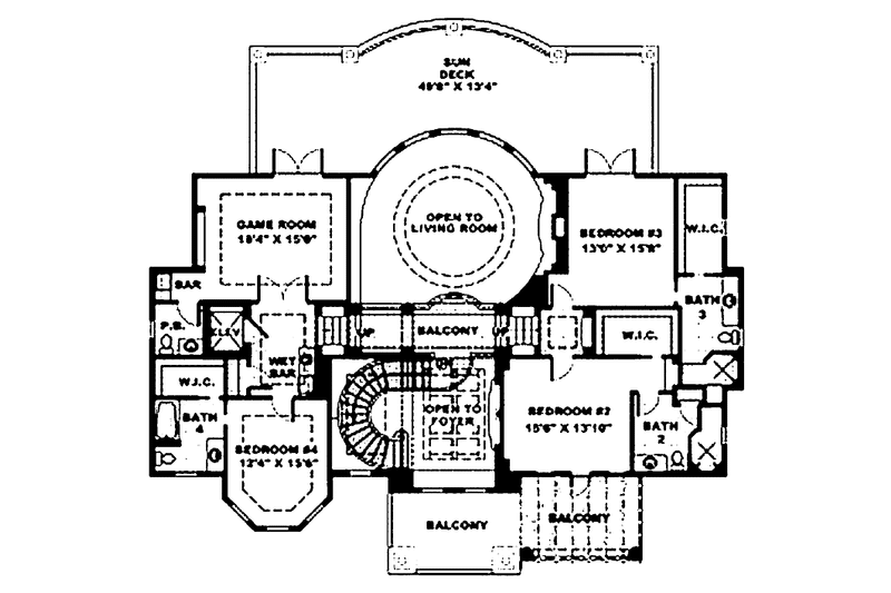 Home Plan - Floor Plan - Upper Floor for Mediterranean House Plan #1017-46 - 4 bed, 5 bath