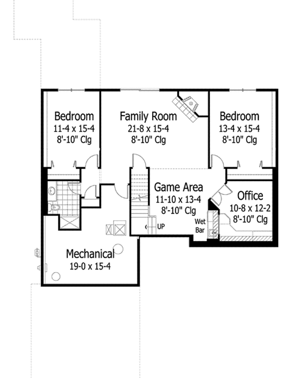 House Design - Ranch Floor Plan - Lower Floor Plan #51-1059