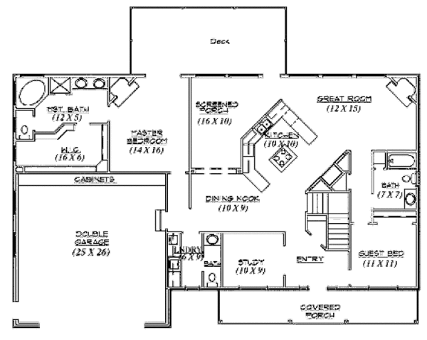 Architectural House Design - Ranch Floor Plan - Main Floor Plan #945-16