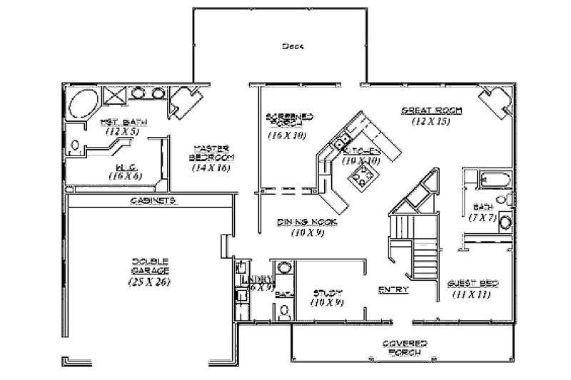 Home Plan - Floor Plan - Main Floor for Ranch House Plan #945-16 - 2 bed, 2.5 bath