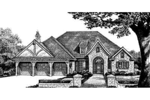 Small European Style home plan front elevation