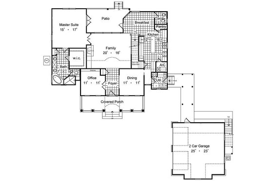 Floor Plan - Main Floor for European House Plan #417-278 - 3 bed, 2.5 bath
