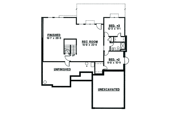 Floor Plan - Lower Floor for Traditional House Plan #67-840 - 4 bed, 3 bath