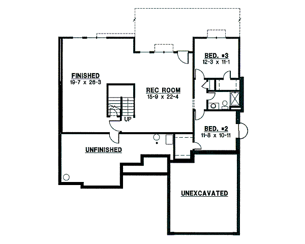 Traditional Floor Plan - Lower Floor Plan #67-840