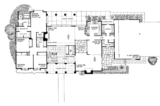 Floor Plan - Main Floor for Contemporary House Plan #72-764 - 4 bed, 2 bath