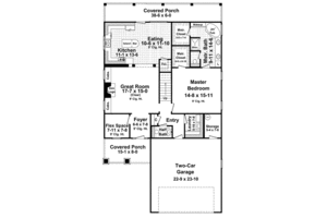 Floor Plan - Main Floor for Craftsman House Plan #21-263 - 3 bed, 2.5 bath