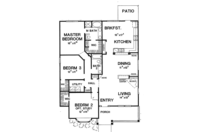 Home Plan - Floor Plan - Main Floor for Ranch House Plan #472-134 - 3 bed, 2 bath