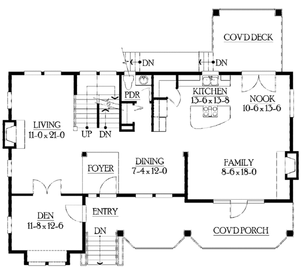 Craftsman Floor Plan - Main Floor Plan #132-393
