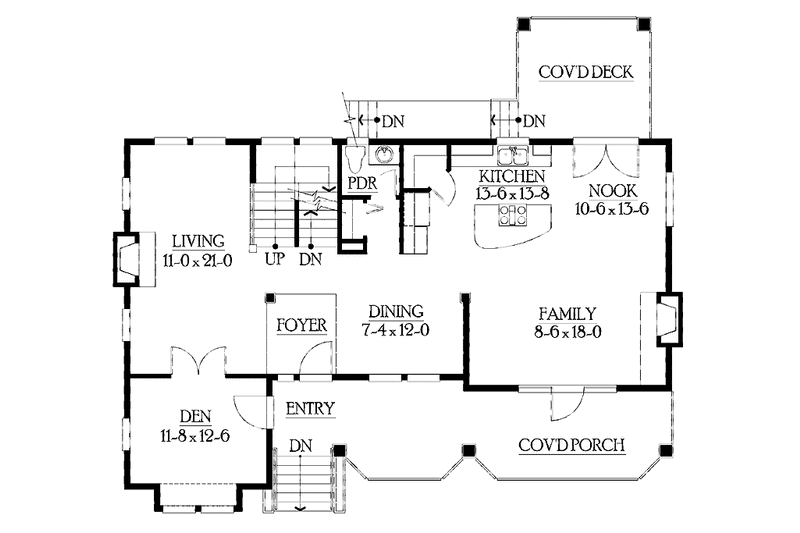 Home Plan - Floor Plan - Main Floor for Craftsman House Plan #132-393 - 4 bed, 3.5 bath