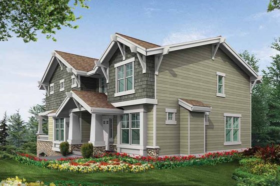Exterior - Rear Elevation for Craftsman House Plan #132-311 - 3 bed, 2.5 bath