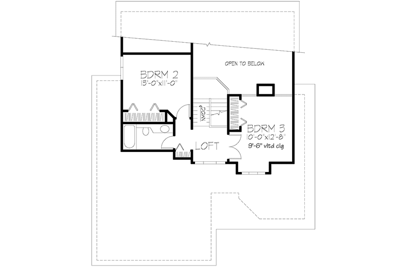 Home Plan - Floor Plan - Upper Floor for Prairie House Plan #320-1072 - 3 bed, 2 bath