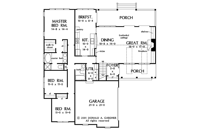 Home Plan - Floor Plan - Main Floor for Country House Plan #929-620 - 3 bed, 2 bath