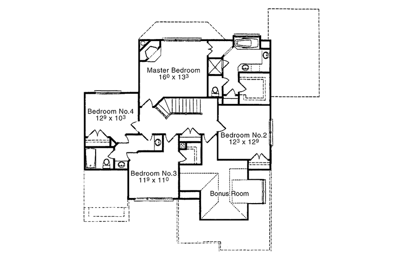 Architectural House Design - Floor Plan - Upper Floor for Colonial House Plan #429-283 - 4 bed, 2.5 bath
