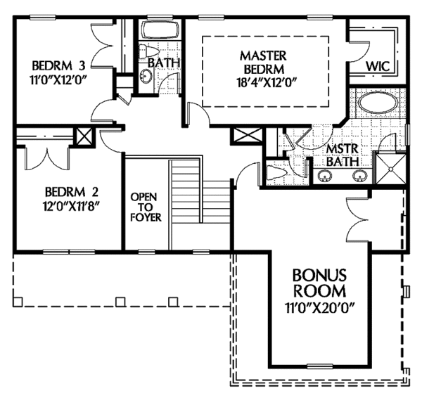 House Plan Design - Colonial Floor Plan - Upper Floor Plan #999-87