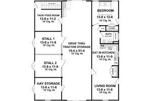 Floor Plan - Main Floor for Barndominium House Plan #21-491 - 1 bed, 1 bath