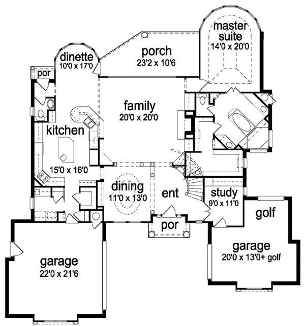 Architectural House Design - Mediterranean Floor Plan - Main Floor Plan #84-713