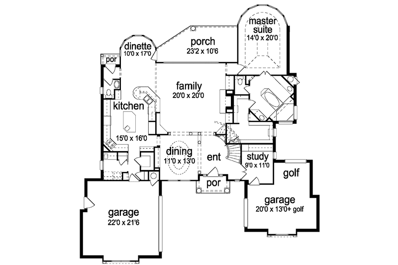 Dream House Plan - Floor Plan - Main Floor for Mediterranean House Plan #84-713 - 3 bed, 3.5 bath