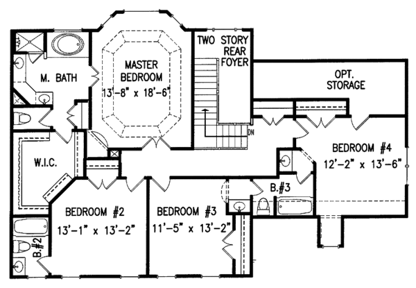 Home Plan - Classical Floor Plan - Upper Floor Plan #54-217