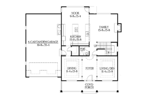 Floor Plan - Main Floor for Craftsman House Plan #132-378 - 4 bed, 2.5 bath