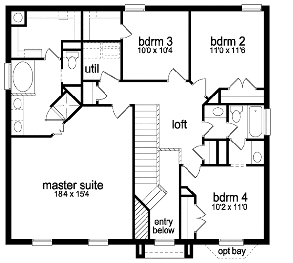 Home Plan - Traditional Floor Plan - Upper Floor Plan #84-691