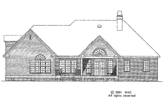 Exterior - Rear Elevation for Colonial House Plan #929-595 - 4 bed, 2 bath