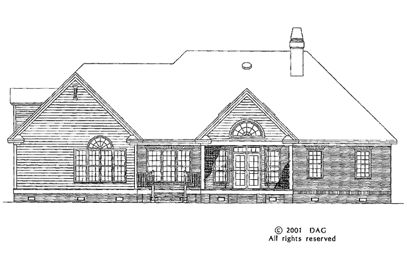 Architectural House Design - Exterior - Rear Elevation for Colonial House Plan #929-595 - 4 bed, 2 bath