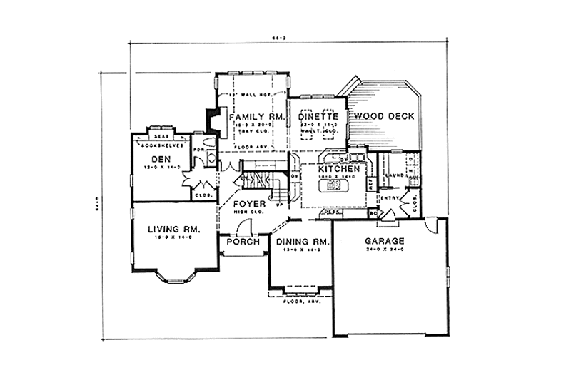 House Blueprint - Floor Plan - Main Floor for European House Plan #1001-11 - 3 bed, 2.5 bath