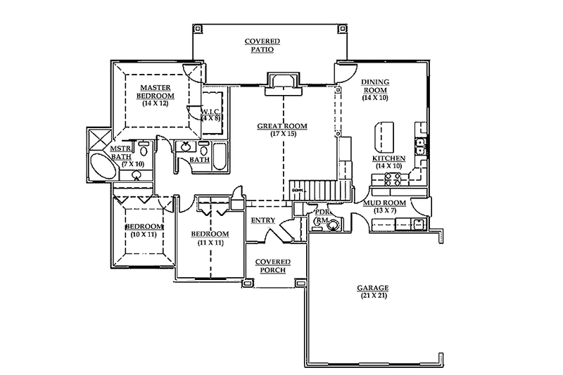 Home Plan - Floor Plan - Main Floor for Traditional House Plan #945-7 - 3 bed, 2.5 bath
