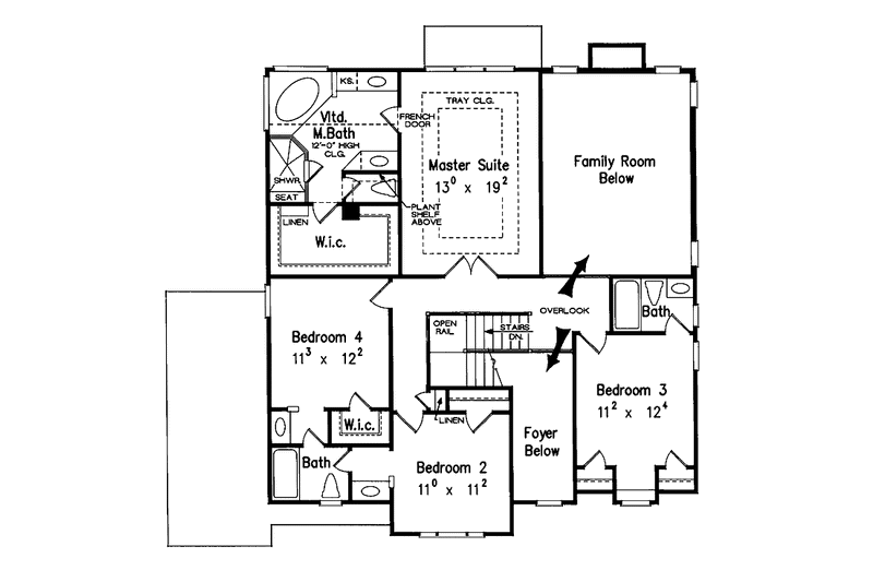 House Blueprint - Floor Plan - Upper Floor for Colonial House Plan #927-848 - 5 bed, 4 bath