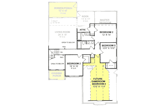 Floor Plan - Upper Floor for Traditional House Plan #20-1359 - 4 bed, 3.5 bath