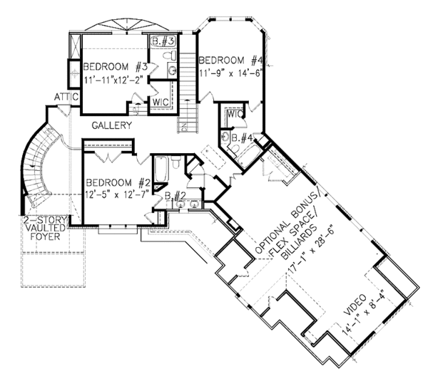 Dream House Plan - Country Floor Plan - Upper Floor Plan #54-301