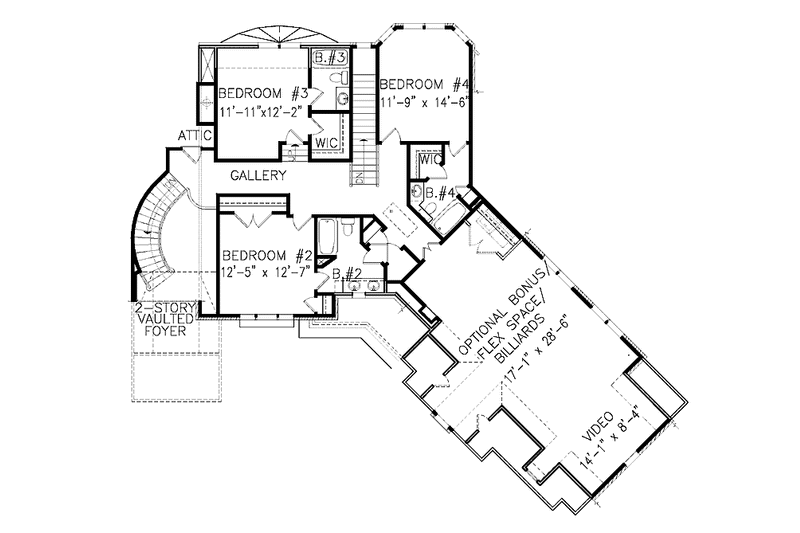 Home Plan - Floor Plan - Upper Floor for Country House Plan #54-301 - 4 bed, 4.5 bath