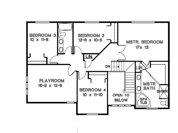 House Design - Traditional Floor Plan - Upper Floor Plan #966-39