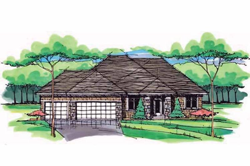 Home Plan - Exterior - Front Elevation 3 for Prairie House Plan #51-1043 - 3 bed, 2.5 bath