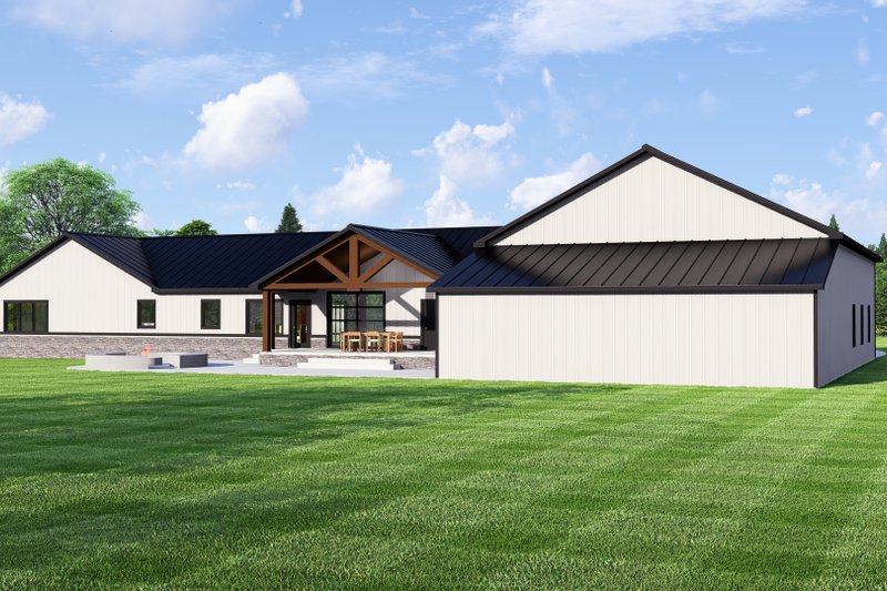 House Blueprint - Exterior - Rear Elevation 1 for Barndominium House Plan #1064-314 - 4 bed, 2.5 bath