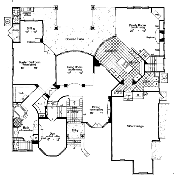 House Plan Design - Mediterranean Floor Plan - Main Floor Plan #417-628