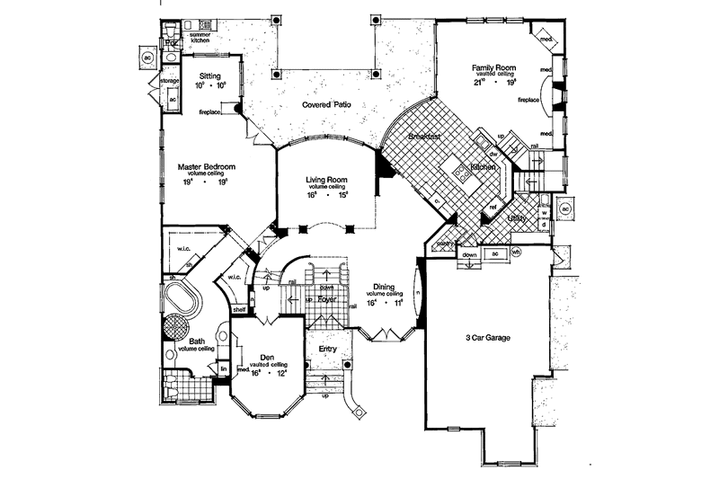 Home Plan - Floor Plan - Main Floor for Mediterranean House Plan #417-628 - 4 bed, 3.5 bath