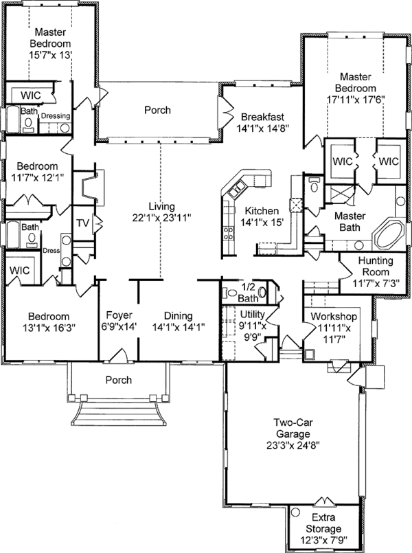 Mediterranean Floor Plan - Main Floor Plan #37-250