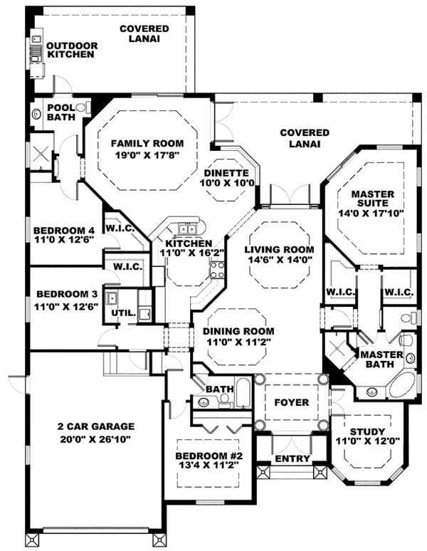 House Plan Design - Mediterranean Floor Plan - Main Floor Plan #1017-118