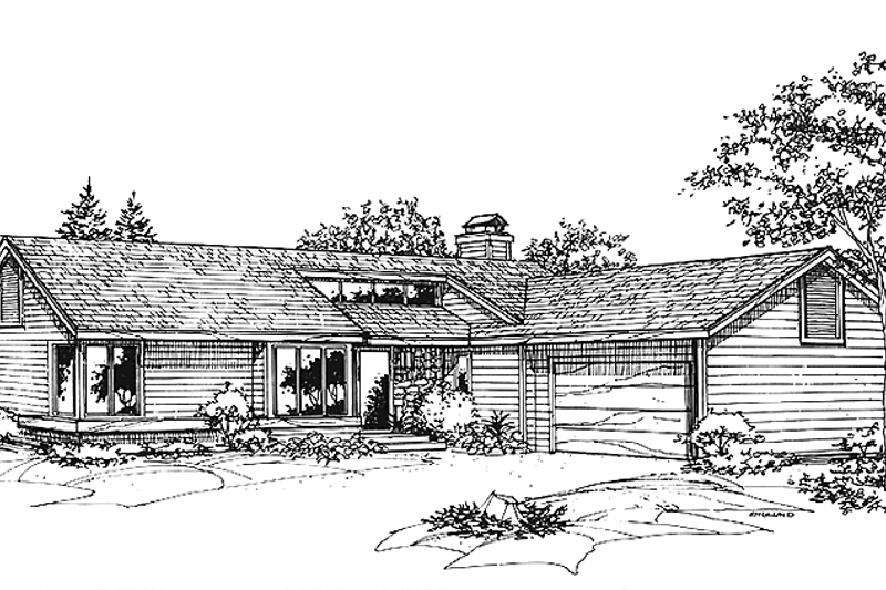 Architectural House Design - Prairie Exterior - Front Elevation Plan #320-1061