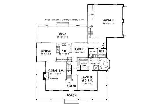 Floor Plan - Main Floor for Country House Plan #929-96 - 3 bed, 2.5 bath