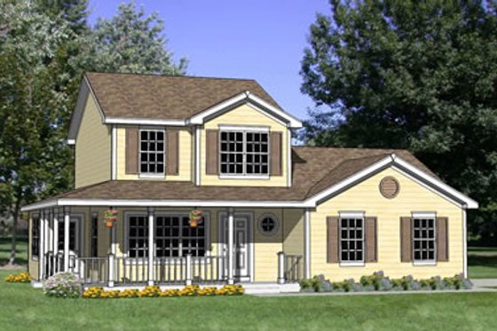Exterior - Front Elevation for Country House Plan #116-251 - 4 bed, 2.5 bath