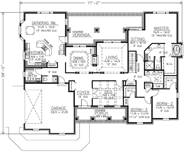 House Design - Country Floor Plan - Main Floor Plan #1037-10