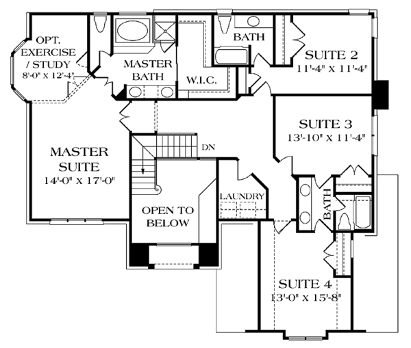 Dream House Plan - Traditional Floor Plan - Upper Floor Plan #453-154