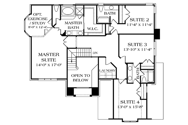 Dream House Plan - Floor Plan - Upper Floor for Traditional House Plan #453-154 - 4 bed, 3.5 bath