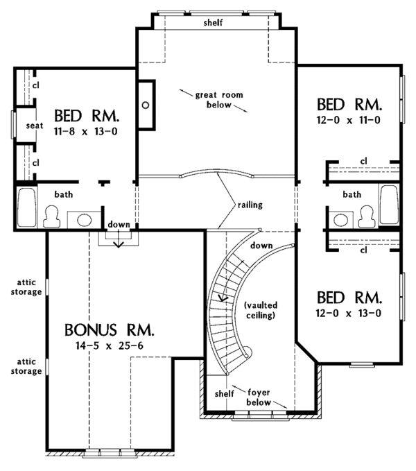 Architectural House Design - Traditional Floor Plan - Upper Floor Plan #929-805